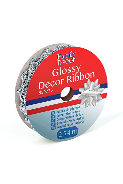 Alista Home Christmas decorative ribbon, 2.74 m, silver, glossy
