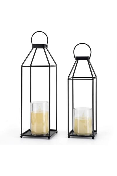 GENERAL Lanterns Decorative Outdoor 2PCS Living Room Decor Lantern Black Meta...