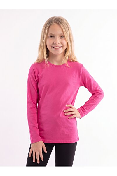 FYK KİDS Girl's Basic Solid Color Long Sleeve Sweatshirt
