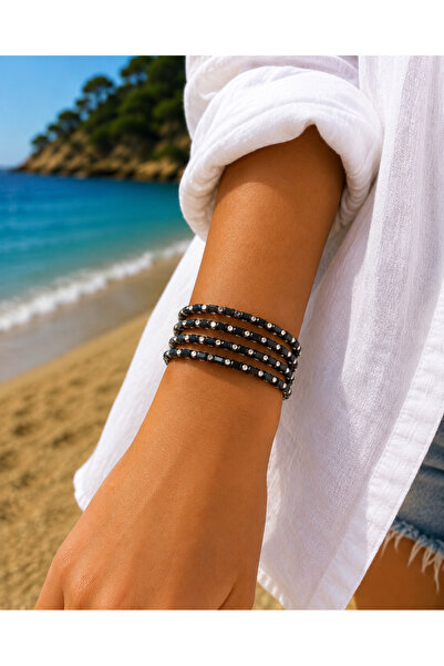 COCOSH TAKI Black Silver Color Wrapped Multiple Bracelet