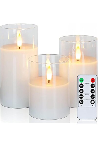MAKINGTEC LED Flameless Candles, Clear Glass Flameless Candles with Timer, Re...