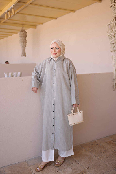İmajButik Black Striped Long Loose Tunic