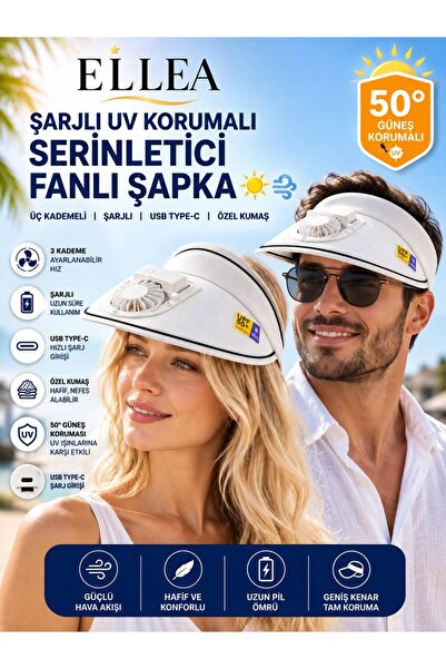 ellea Şarjlı UV Korumalı Serinletici Fanlı Şapka