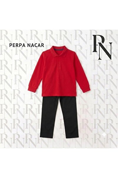 Nacar Okul Formaları Giyim Polo Yaka Uzun Kollu T-Shirt ve Ribanalı Pantolon ...