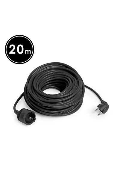 Alista Home Electric extension cord 20m black, 16A 250V, 3x1.5mm cable, 90 de...