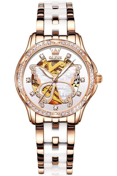 OLEVS Watches for Women Dress Roman Numerals Diamonds Stainless Steel Waterpr...