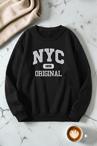 uyguntarz سويت شيرت برقبة دائرية مطبوع عليه Nyc Original للجنسين