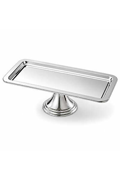 Turkco Footed Baton Presentation Tray 33.5 cm Silver Mirror Surface Chocolate...