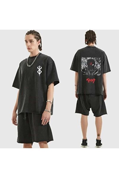 DEEFWEAR MİNGALONDON Πλενόμενο μπλουζάκι Anime Berserk με στάμπα Unisex Overs...