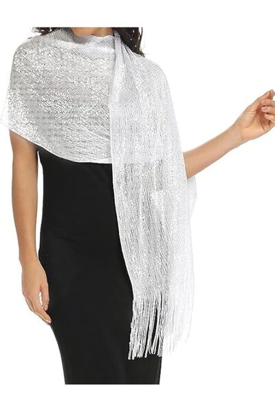 GENERAL Sparkling Metallic Shawls and Wraps with Buckle for Evening Party Dre...