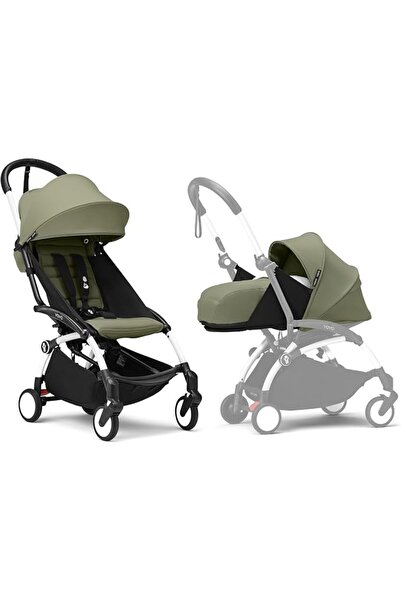 Stokke عربة أطفال YOYO3 مع حزمة للمواليد الجدد - تشمل إطارًا أسود، وحزمة ألوا...