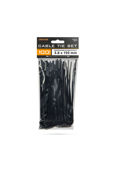 Alista Home Plastic Cable Ties, 150x3.6 mm, Self-Locking Nylon, Black, 100 pcs