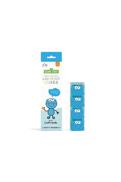 Glo Pals مكعبات استحمام مضيئة تنشط بالماء على شكل كوكي مونستر - أزرق