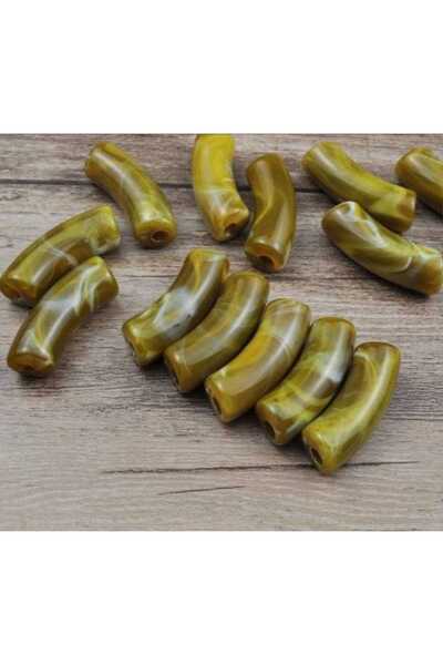 yiğit aksesuar 10 bucăți (9*32mm) 3 cm Tuburi curbate verde kaki Mărgele cu g...