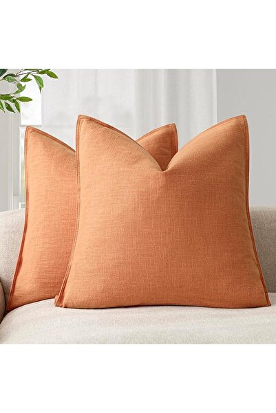 Foindtower Pack of 2, Decorative Linen Soild Throw Pillow Covers Soft Accent ...