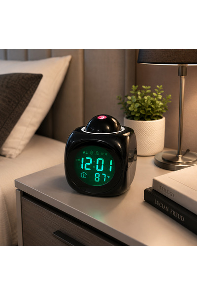 MRG Ceas cu Proiectie MDOL2028, Alarma, Temperatura, LCD, 3xAAA, Negru