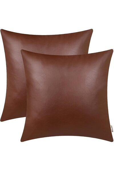 sheful Faux Leather Throw Pillow Covers 16 X 16 Inches - Leather Pilow Covers...
