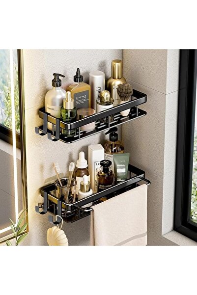 SWIUKPHE Bathroom Organizer 2Pcs, Shower Caddy Shelves, Adhesive or Drilling ...