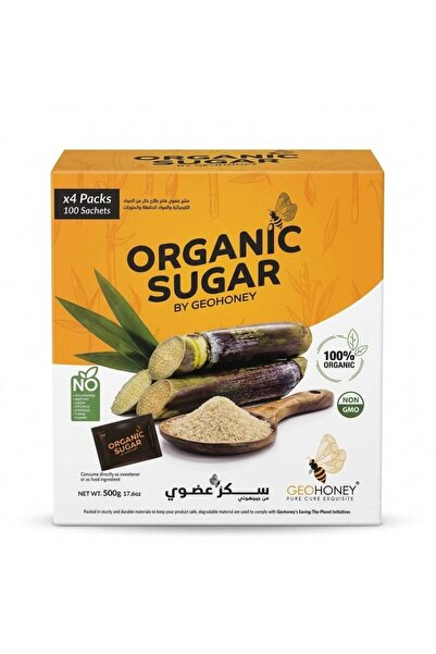 Geohoney Organic Raw Cane Sugar Sachets 500g (100 Sachets x 4 Packs)