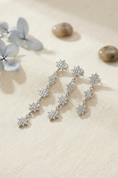 shopwave Set of 3 Earrings in Silver Color with Pole Star Detail