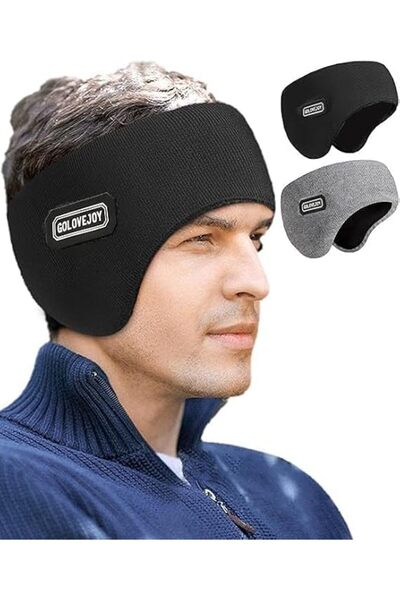 GENERAL 2 Pcs Double Layer Ear Warmer, Knit Fuzzy Lined Winter Ear Muff, Full...