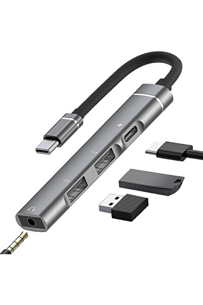 SWIUKPHE محول USB C متعدد الوظائف، 4 في 1 من الألومنيوم، محول USB C إلى USB O...