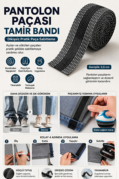 ALL FAST Kendinden Yapışkanlı Pantolon Paçası Tamir Bandı Dikiş Gerektirmeyen...