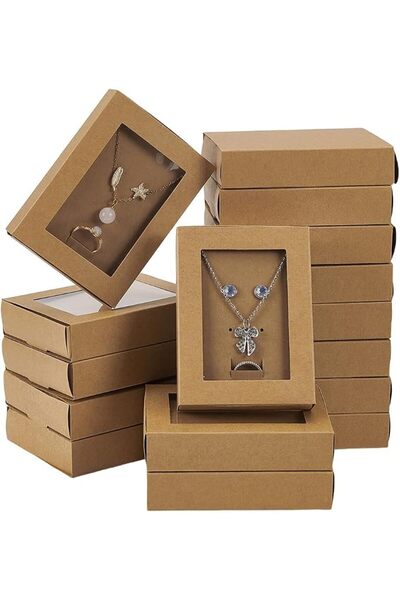 NALACAL 16 Sets Paper Jewelry Display Drawer Box With Clear Window, 4.5x3.4x1...