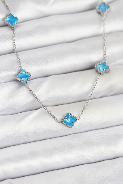 SORA GROUP 316L Steel Chain Silver Color Ice Blue Baby Boy Clover Women Necklace