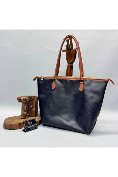 DEZ STORE Kadın Haki Büyük Boy Tote Omuz Çantası – Kahverengi Askılı