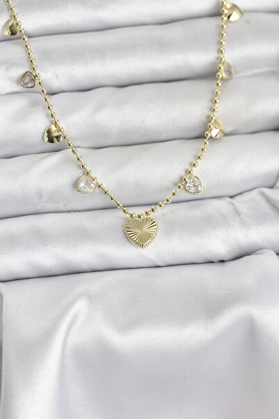 SORA GROUP Brass Gold Color Heart Model Women's Necklace