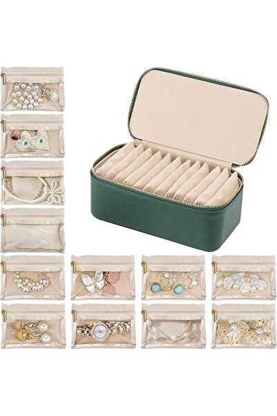 Homarket Travel Jewelry Box,Jewelry Organizer with 12 Pcs Velvet Jewelry Pouc...