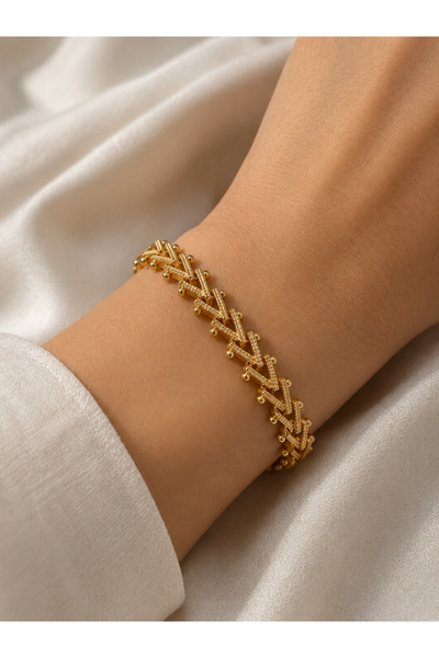 Belasso Cm Gold Color Başak Model Knitted Women's Bracelet