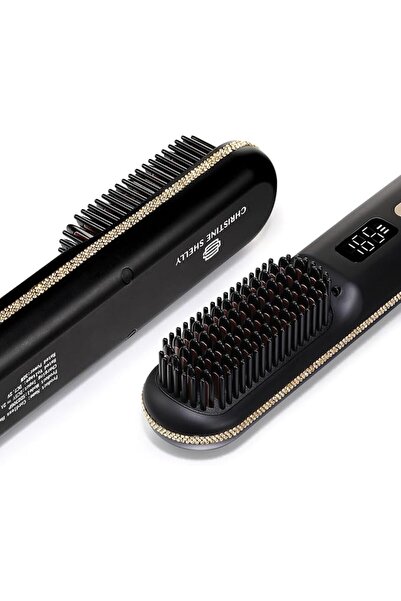 CHRISTINE SHELLY Hair Straightener Brush, Cordless Mini Straightening Brush |...