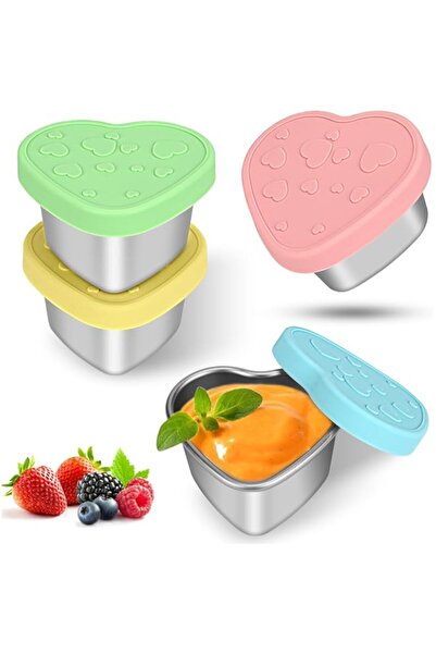 Generic Stainless Steel Condiment Containers 4-Piece Set with Leak-Proof Sili...