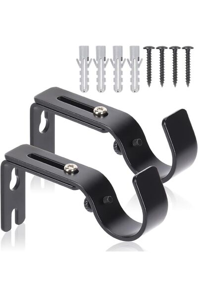 TERRIFI Curtain Rod Brackets for Wall Mount, Adjustable Iron Hooks for 1 Inch...