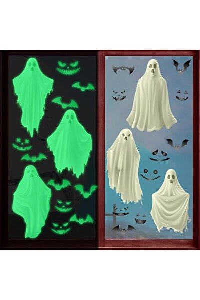 SODANEED Halloween Window Stickers, Glow in The Dark Halloween Ghost Wall Dec...