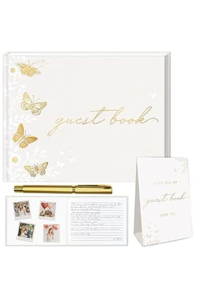 GENERAL FREXISYN Wedding Butterfly Guest Book 9x7'' - Personalized Photo Gues...