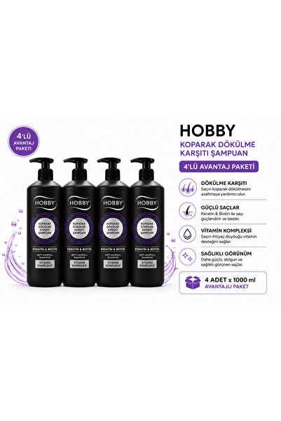 Hobby Şampuan Koparak Dökülme Karşıtı 1000 ml x 4 ADET