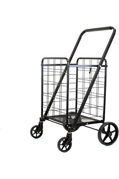 Generic Heavy-Duty Foldable Shopping Cart Trolley Iron Mesh Pull Basket