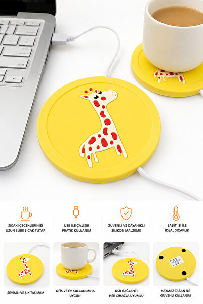 VitaMood Yaşam 🦒   USB Giraffe Coaster – Cup Warmer ☕