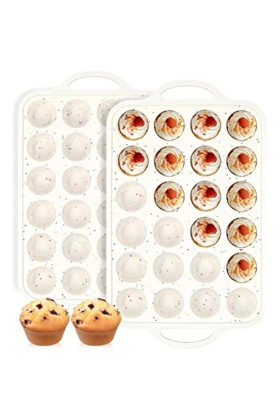 Generic Silicone Mini Muffin Pan, 24-Cup Nonstick Flexible Bakeware Mold Set ...
