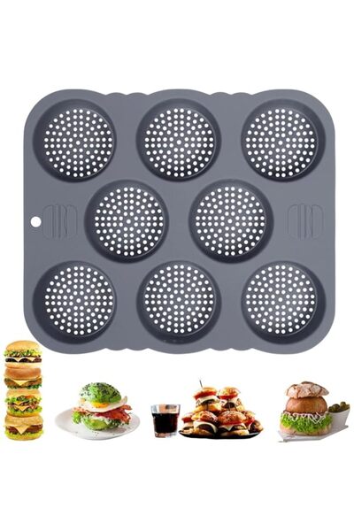 Generic Hamburger Bun Pan, Non-Stick Food Grade Silicone Bread Loaf Pan, 8 Ca...