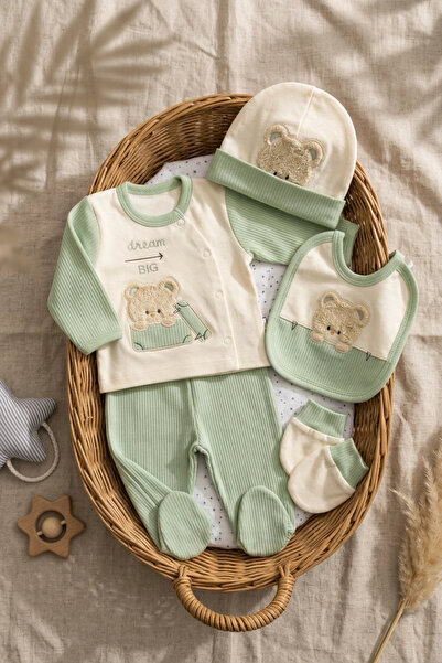Gaye Little Bear 0-3 Months Cotton 5-Piece Baby Hospital Discharge Set - Newb...