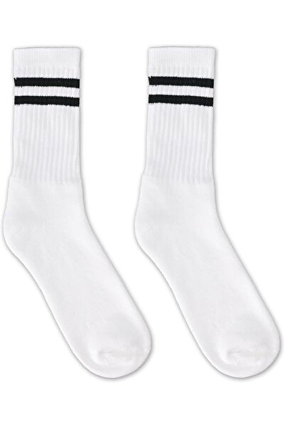 Generic Brand Unisex Retro Double Stripe Crew Socks – Premium Cotton Athletic...