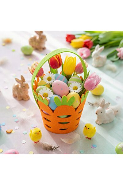 Alista Home Felt Easter Basket in Carrot Shape, 25x18 cm, with Handle