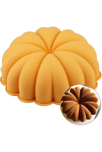 Generic 9 Inch Halloween Pumpkin Shaped Cake Mold, Silicone Cake Pan, Orange