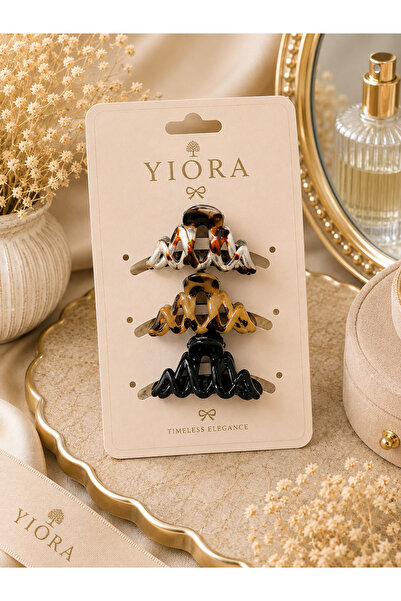 yiora 3-Piece Leopard&Leopard&Black Premium Latch Buckle Small Size 4.5 cm