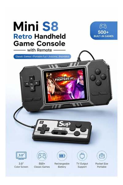 Generic Mini S8 Retro Handheld Game Console with Remote | 500+ Built-In Class...