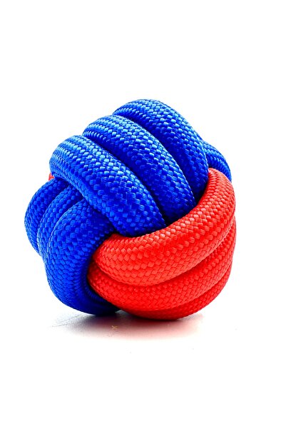 Tasma Market Rope Dog Play Ball - Durable 7cm (Red-Navy Blue)